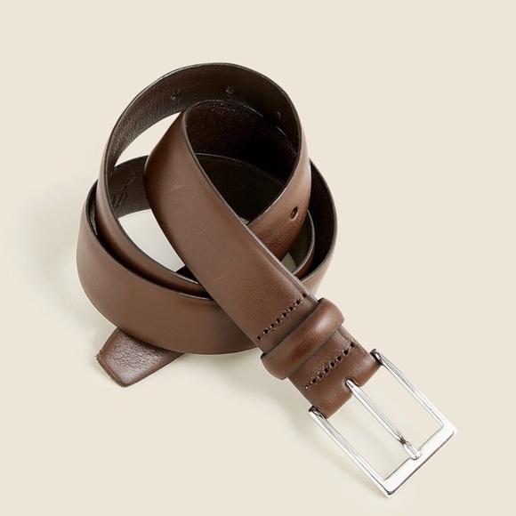 New J.CREW Mens Size 32 Italian Leather Dress Belt in Cigar Brown $69 E3145 - Picture 1 of 4